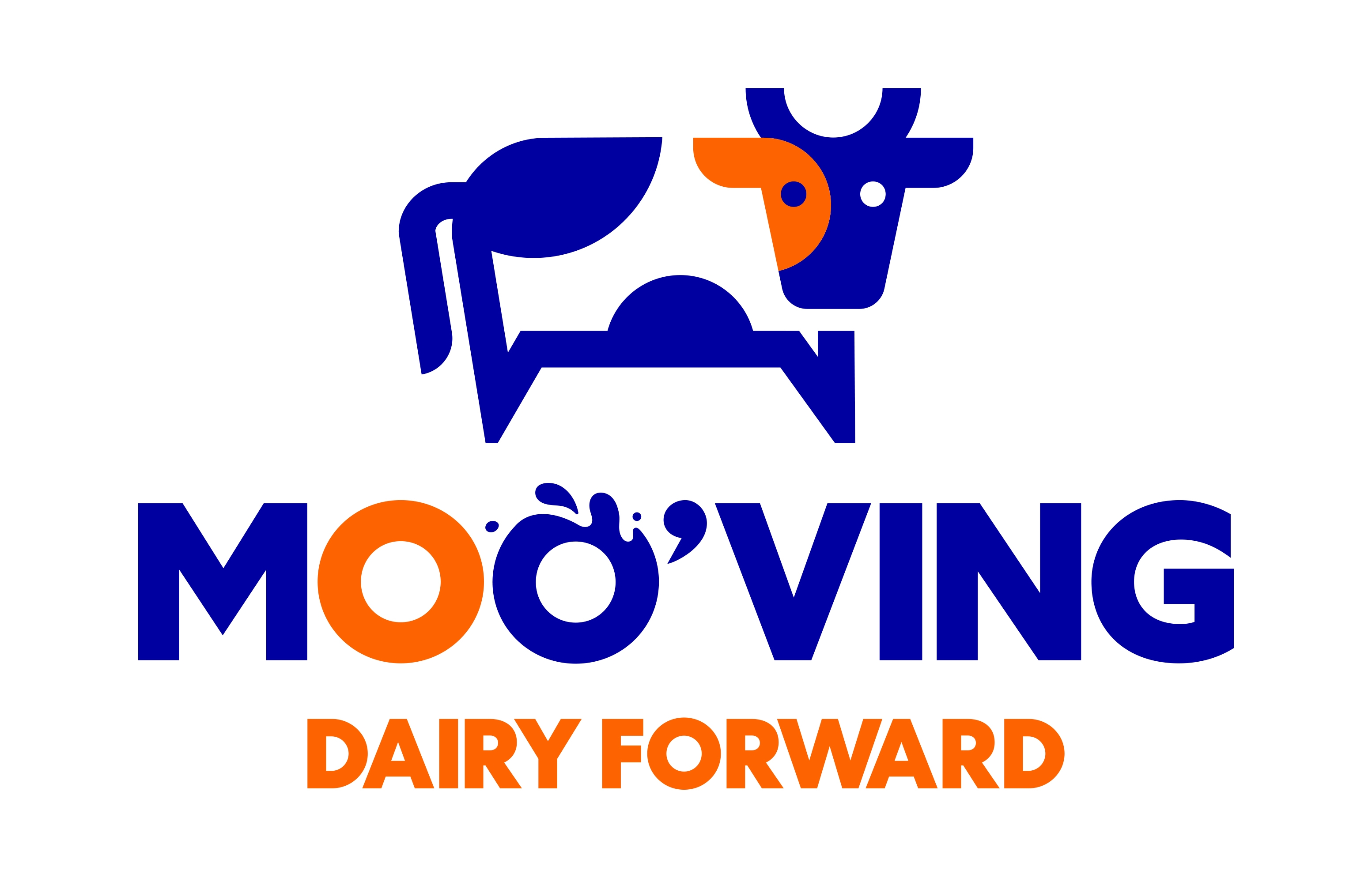Moo'ving Dairy Forward logo with an illustration of a cow